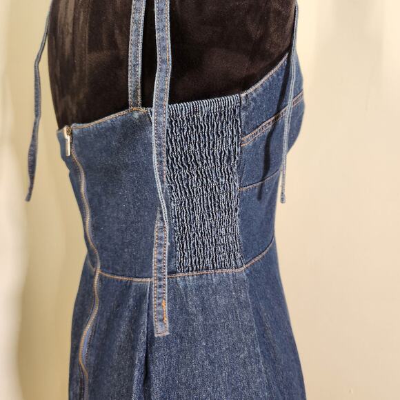 DAY + MOON NWT Denim Mini Dress with Ruffle Hem, Size Large - Picture 10 of 14